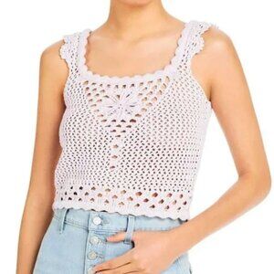 Aqua Lavender Crochet Knit Tank Top Boho Summer Crop Top NWT M